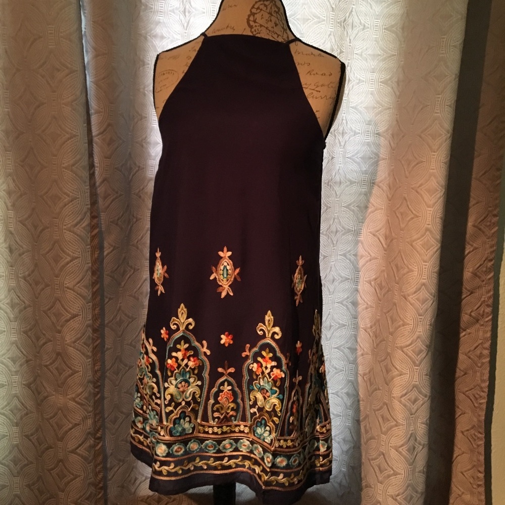Navy blue embroidered dress